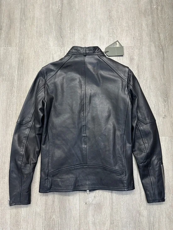 AllSaints Black Leather Slim Fit Bomber Jacket CORA LEATHER JACKET - Picture 11 of 11